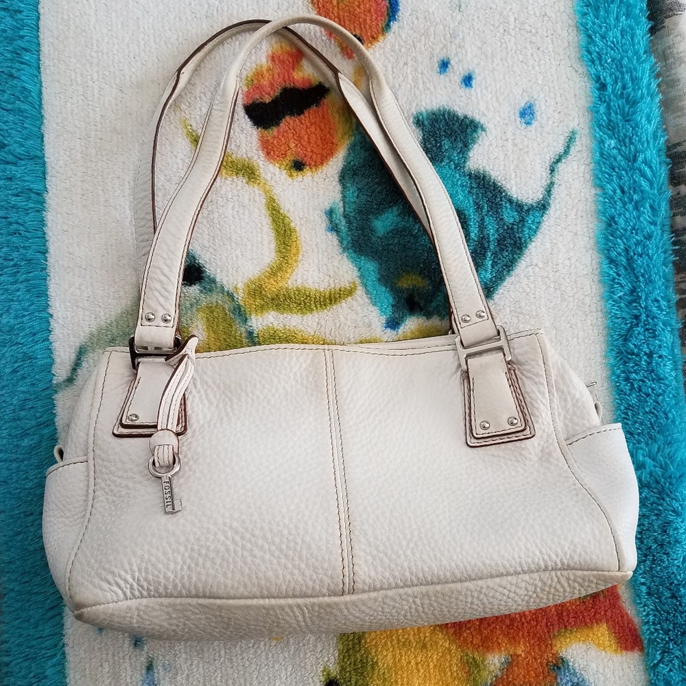 Fossil Pebbled Leather Bone White Bag